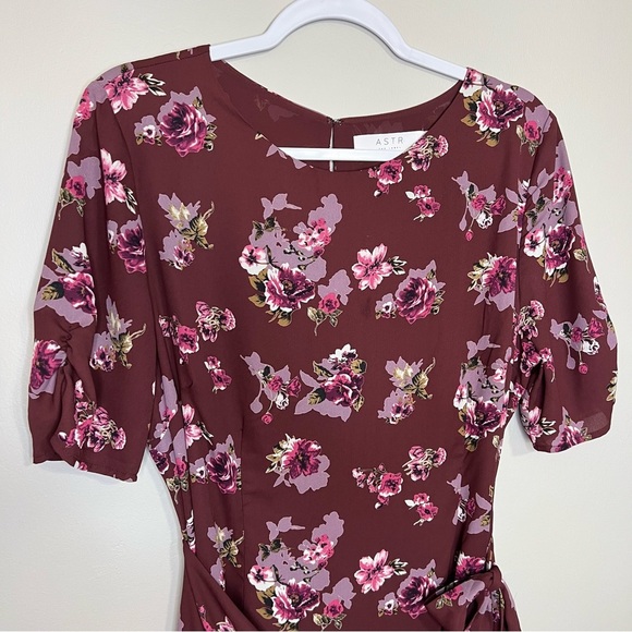 ASTR The Label Wrap Front Burgundy Floral Dress size XL - Picture 7 of 14